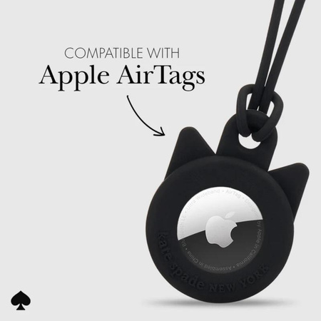 Kate Spade New York Holder - Protective Case Keychain for Apple AirTag (Black Cat)