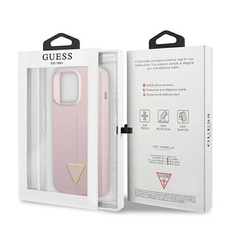 Silikonové pouzdro Guess s trojúhelníkovým logem - iPhone 13 Pro (lila)