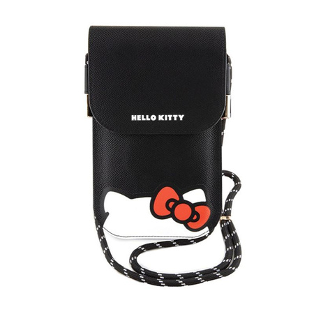 Hello Kitty Leder Versteck Kitty Cord - Crossbody Handytasche (schwarz)