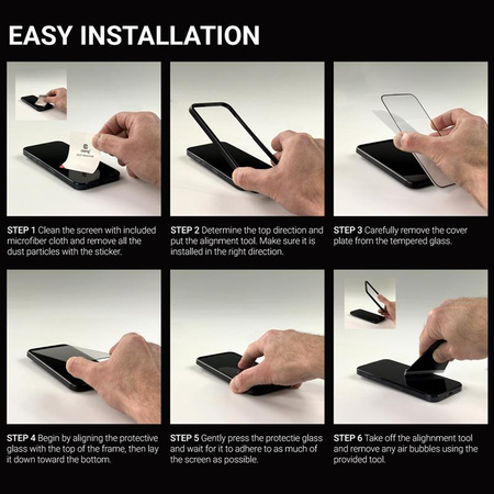 Crong Anti-Bacterial 3D Armour Glass - 9H Full Glue Panzerglas für iPhone 16 Plus / iPhone 15 Plus + Installationsrahmen