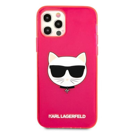 Karl Lagerfeld Choupette Head - pouzdro pro iPhone 12 / iPhone 12 Pro (fluo růžová)