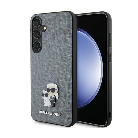 Karl Lagerfeld Saffiano Karl & Choupette Metallnadel - Samsung Galaxy S24 Tasche (grau)