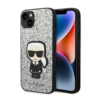 Karl Lagerfeld Glitter Flakes Ikonik - Case for iPhone 14 Plus (Silver)