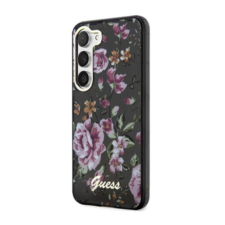 Guess Flower Collection - Hülle für Samsung Galaxy S23+ (Schwarz)
