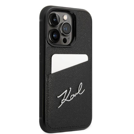 Karl Lagerfeld Signature Logo Cardslot - Étui pour iPhone 14 Pro Max (noir)