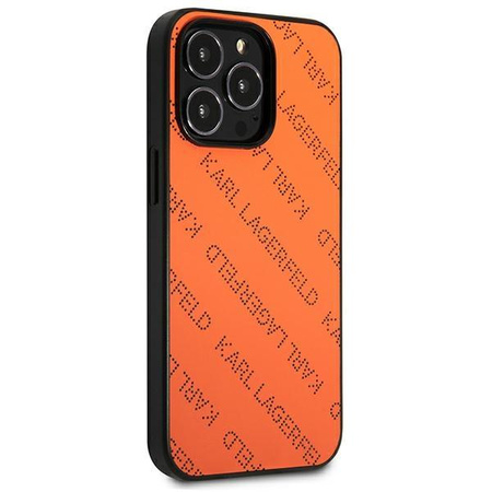 Karl Lagerfeld Perforated Allover - kryt pro iPhone 13 Pro (oranžový)