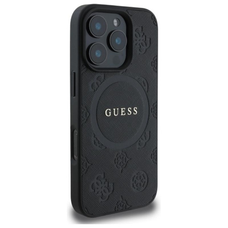 Guess Saffiano Peony Classic Logo MagSafe - Case for iPhone 16 Pro Max (black)