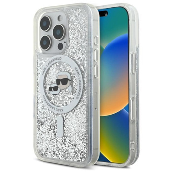 Karl Lagerfeld Liquid Glitter Karl & Choupette Head MagSafe - Case for iPhone 16 Pro Max (transparent)