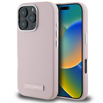 Karl Lagerfeld FW Metal Plate MagSafe - Hülle für iPhone 16 Pro Max (rosa)