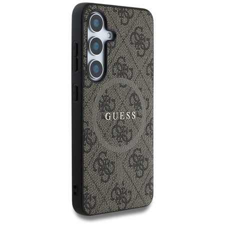 Guess Leather 4G Colored Ring Classic Logo MagSafe - Case for Samsung Galaxy S25 (brown)