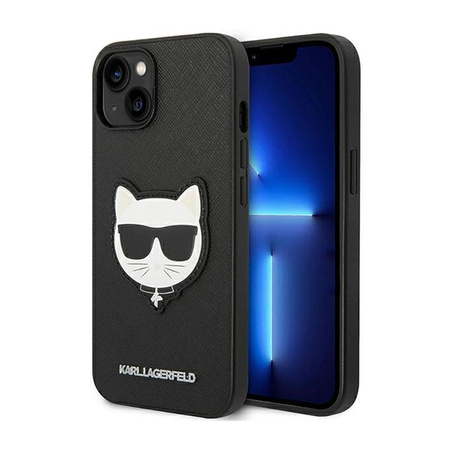 Karl Lagerfeld Saffiano Choupette Head Patch Case - iPhone 14 Plus Tasche (schwarz)