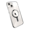 Speck Presidio Perfect-Clear Grip ClickLock & MagSafe - Tasche iPhone 15 Plus / iPhone 14 Plus (Klar / Chrom-Finish / Serene Silber)