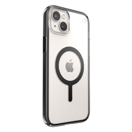 Speck Presidio Perfect-Clear con Impact Geometry + MagSafe - Custodia per iPhone 15 Plus / 14 Plus con rivestimento MICROBAN (trasparente / nero)