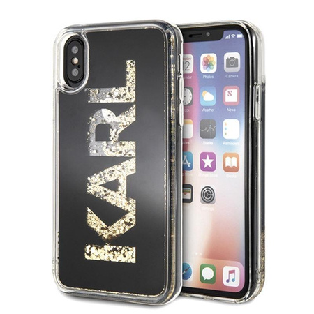 Karl Lagerfeld Logo Karl - Coque pour iPhone Xs / X (or pailleté)