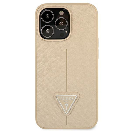 Guess Saffiano Triangle Logo Case - iPhone 13 Pro Max Case (beige)