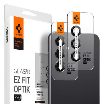 Spigen Optik Pro GLAS.TR EZ Fit Camera Protector 2-Pack - Objektivschutzglas für Samsung Galaxy S23 FE (2 Stück) (Schwarz)