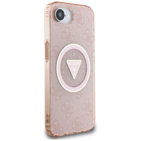 Guess IML Metal Glitter 4G Circle Triangle MagSafe - pouzdro pro iPhone 16e (růžové)