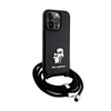 Karl Lagerfeld Crossbody Saffiano fémtű Karl & Choupette - iPhone 14 Pro tok (fekete)