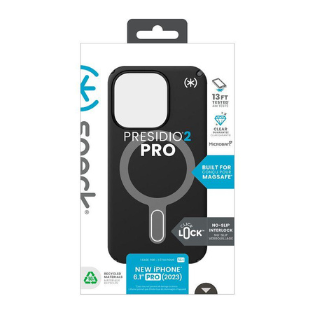 Speck Presidio2 Pro ClickLock & MagSafe - iPhone 15 Pro Tasche (Schwarz / Schiefergrau / Weiß)