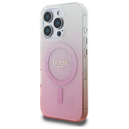 Guess IML Glitter Gradient MagSafe - Pouzdro pro iPhone 16 Pro (Růžové)