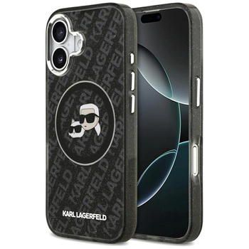 Karl Lagerfeld IML Glitter Karl & Choupette Heads Logo MagSafe - Case for iPhone 17 (black)