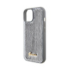 Guess Sequin Script Metal - Etui iPhone 15 (srebrny)