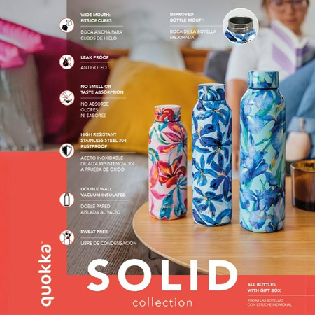 Quokka Solid With Strap - Thermosflasche aus Edelstahl 630 ml mit Trageriemen (Dusk Blue)