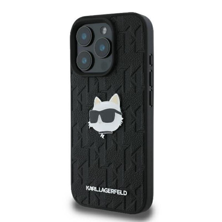 Karl Lagerfeld Monogram Choupette Head Pin - pouzdro pro iPhone 16 Pro Max (černé)