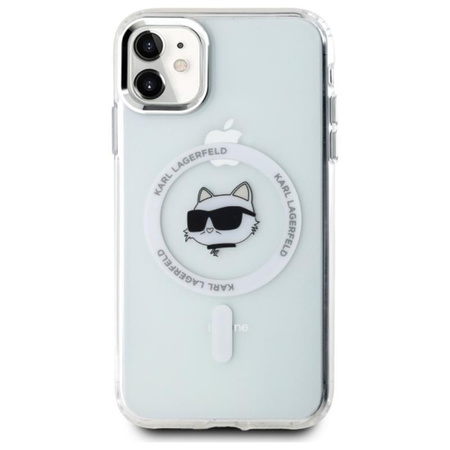 Karl Lagerfeld IML Metall Choupette Kopf MagSafe - iPhone 11 Hülle (weiß)
