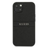 Guess Saffiano Metal Logo Stripes - étui pour iPhone 13 mini (noir)