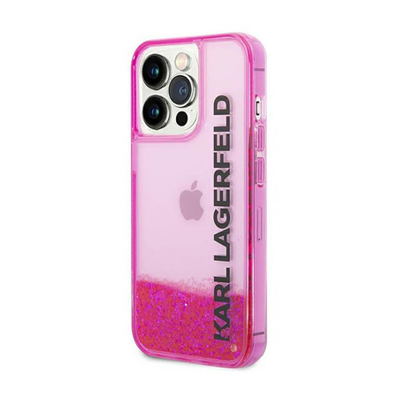 Karl Lagerfeld Liquid Glitter Translucent Elongated Logo Case - Hülle für iPhone 14 Pro Max (Pink)