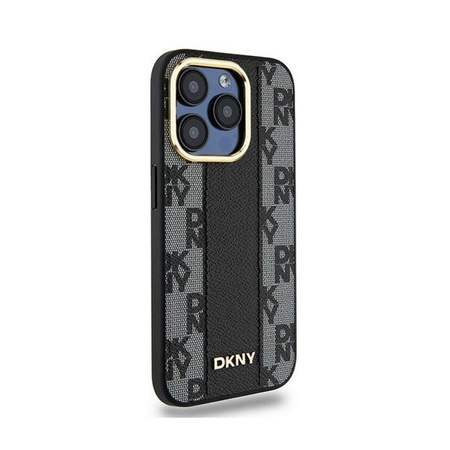 DKNY Leather Checkered Mono Pattern MagSafe - iPhone 15 Pro Max Case (black)