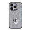 Karl Lagerfeld Fixed Glitter Choupette Logo Metal Pin - pouzdro iPhone 15 Pro Max (stříbrný)
