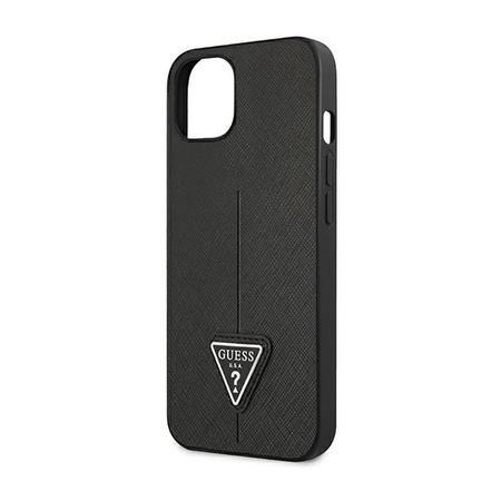 Guess Saffiano Triangle Logo Case - Hülle für iPhone 14 Plus (Schwarz)