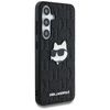Karl Lagerfeld Leather Monogram Pin Logo Choupette Head - Étui Samsung Galaxy S25 (noir)