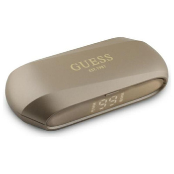 Guess hosszúkás, fémes, nyomtatott logó - TWS Bluetooth fejhallgató + töltőtáska (arany)