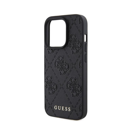 Guess Leather 4G Stamped - Case for iPhone 15 Pro (Black)