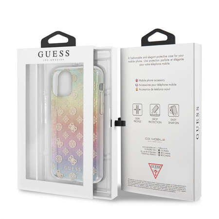 Guess 4G bazsarózsa galvanizált minta - iPhone 11 Pro tok (szivárványos)