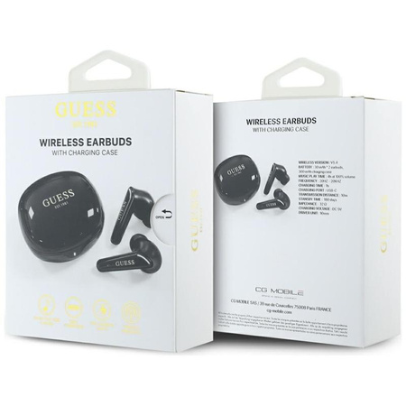 Guess Flat Classic Logo Electroplated - TWS headphones + charging case (black)