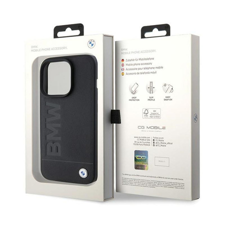 BMW Leather Hot Stamp MagSafe - Tasche für iPhone 15 Pro Max (Schwarz)