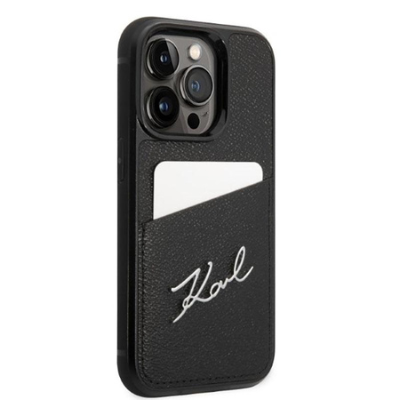 Karl Lagerfeld Signature Logo Cardslot - iPhone 14 Pro Tasche (schwarz)