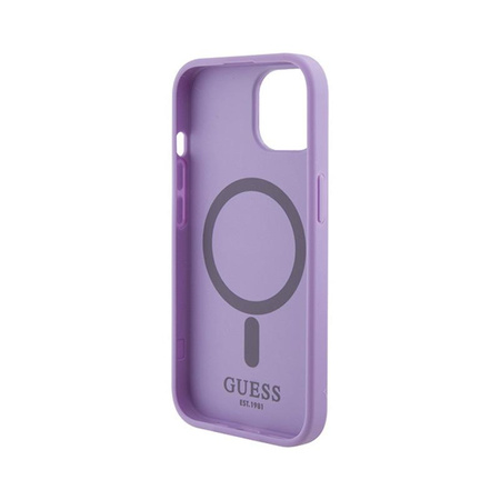 Guess Saffiano MagSafe - étui pour iPhone 15 (violet)