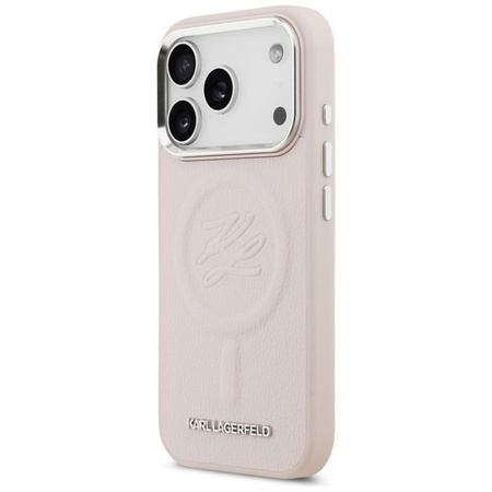 ETUI DO IPHONE 17 PRO do MAGSAFE KARL LAGERFELD ORYGINALNE RÓŻOWE SKÓRZANE