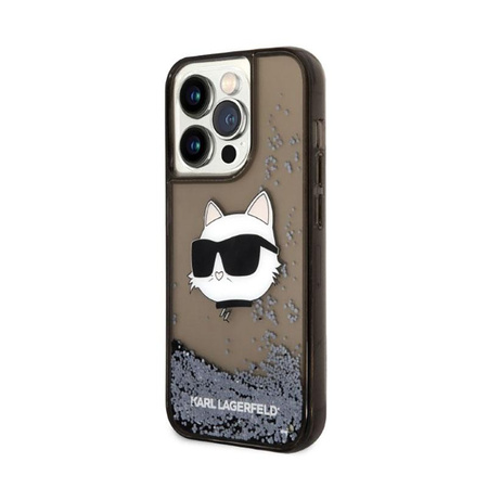Karl Lagerfeld Liquid Glitter NFT Choupette Head - Hülle für iPhone 14 Pro (Schwarz)