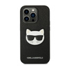 Karl Lagerfeld Saffiano Choupette Head Patch Case - Hülle für iPhone 14 Pro (Schwarz)