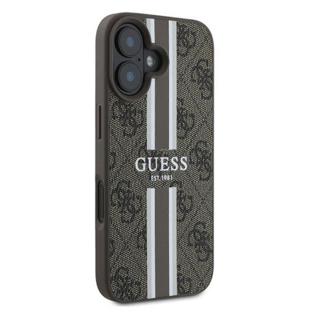 Guess 4G Printed Stripes MagSafe - Pouzdro iPhone 16 Plus (hnědé)