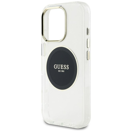 Guess IML Metal Colored Circle Classic Logo MagSafe - Hülle für iPhone 16 Pro (schwarz)