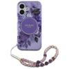 Guess IML Blumen mit Perle Riemen MagSafe - iPhone 16 Plus Fall (lila)