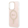Guess Bundle Pack MagSafe 4G - Set aus hülle für iPhone 14 Pro + MagSafe Ladegerät (Pink/Gold)