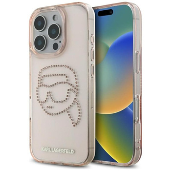Karl Lagerfeld IML Rhinestones Karl Head - Coque pour iPhone 16 Pro (rose)